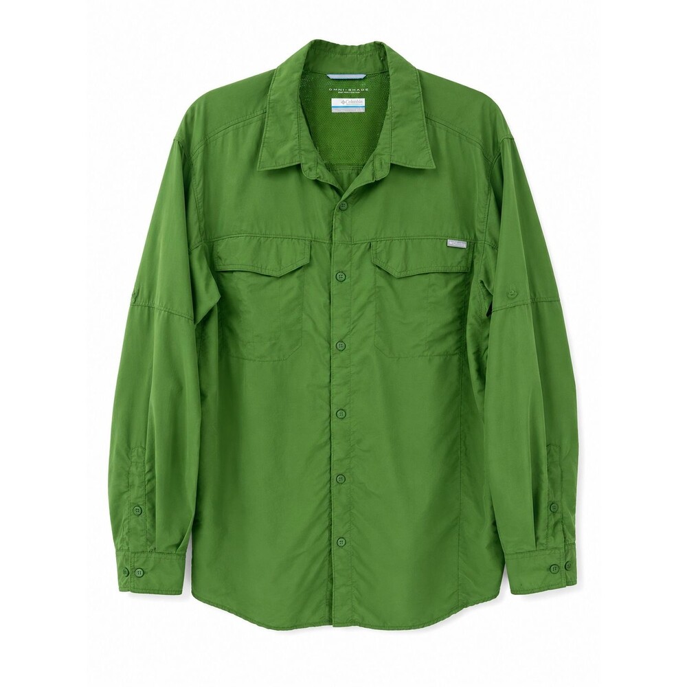 Men's Columbia Omni Shade Long Sleeve Green Fishing Shirt Size XL